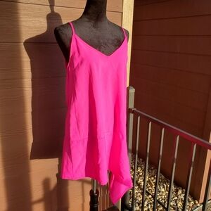 TCEC Hot Pink Barbiecore Women's V-Neck Tank Top Tunic Top Blouse Size Medium